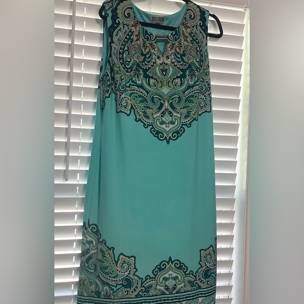 JM Collection Teal and Black Sleeveless Dress